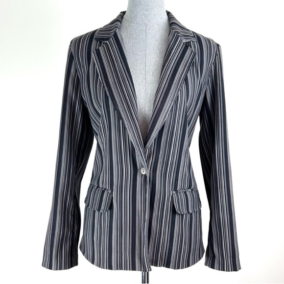 VTG Notations Striped Black and Gray Women's Blazer - Picture 1 of 8